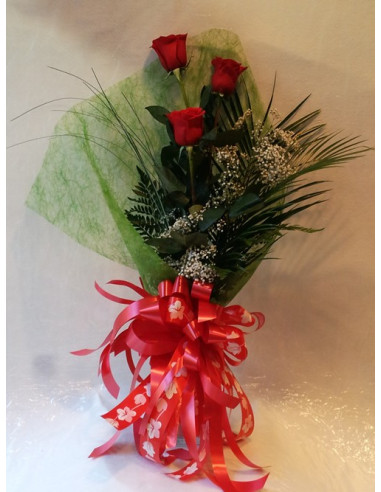 Ramo de 3 Rosas de tallo largo